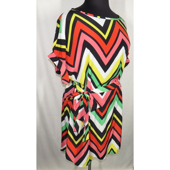 FTF Women's Multicolor Chevron Striped Dolman Sleeve Dress Plus Size 3X - Picture 6 of 14